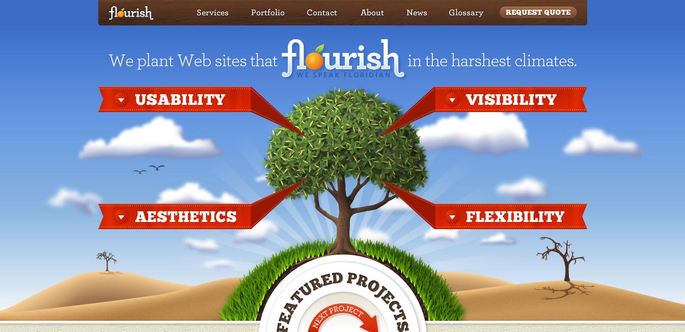 Floridaflourish - portfolio website of a Florida based Creative agency ( 25 Beautiful Portfolio Website Designs?nid=8241 )